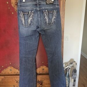 Cello Dark Blue Bootcut Jeans with Embellished Back Pockets